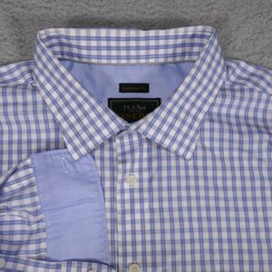 Jos A Bank Reserve Button Up Shirt Men XL Traditional Blue Pink Plaid Egyptian
